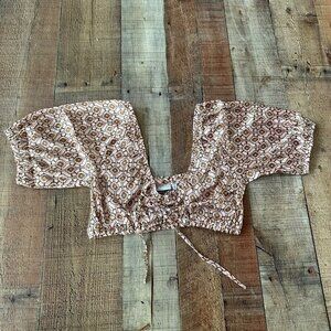 ASOS tie front beach co ord top in pretty tile print -4